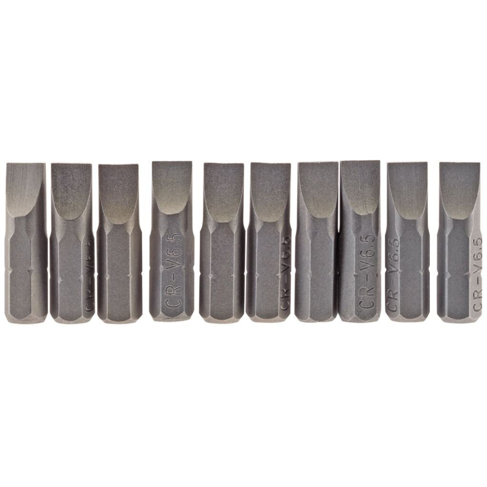 Draper Plain Slot Insert Bit, 6.5Mm, 1/4"" Hex, 25Mm Long (Pack Of 10)