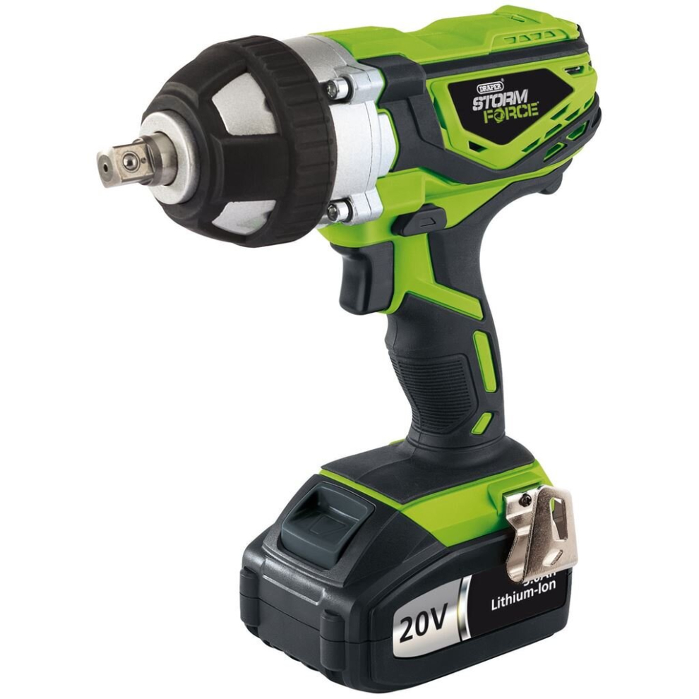Draper Storm Force® 20V Cordless Impact Wrench, 1/2"" Sq. Dr., 400Nm, 1 x 3.0Ah Battery