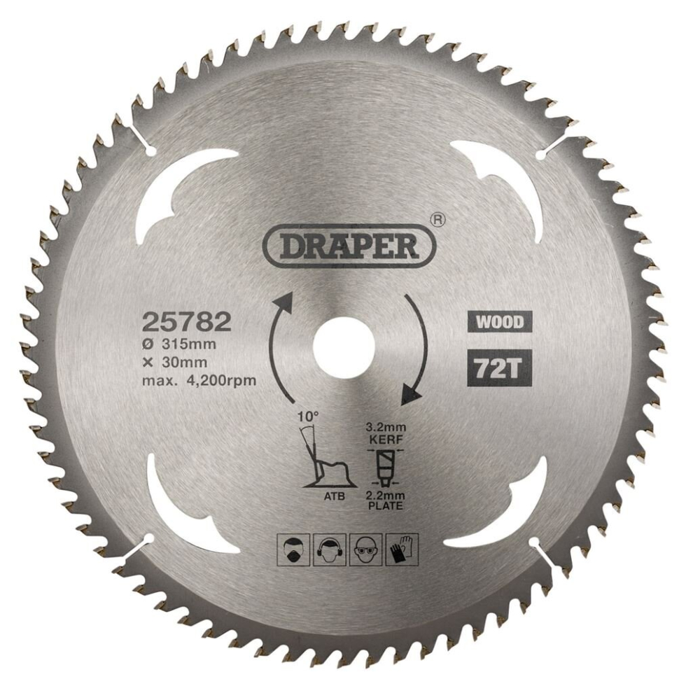 Draper Tct Circular Saw Blade For Wood, 315 X 30Mm, 72T