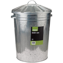 GB85 Galvanised 85L Dust Bin – Durable Steel Traditional Trash Can, 690mm High