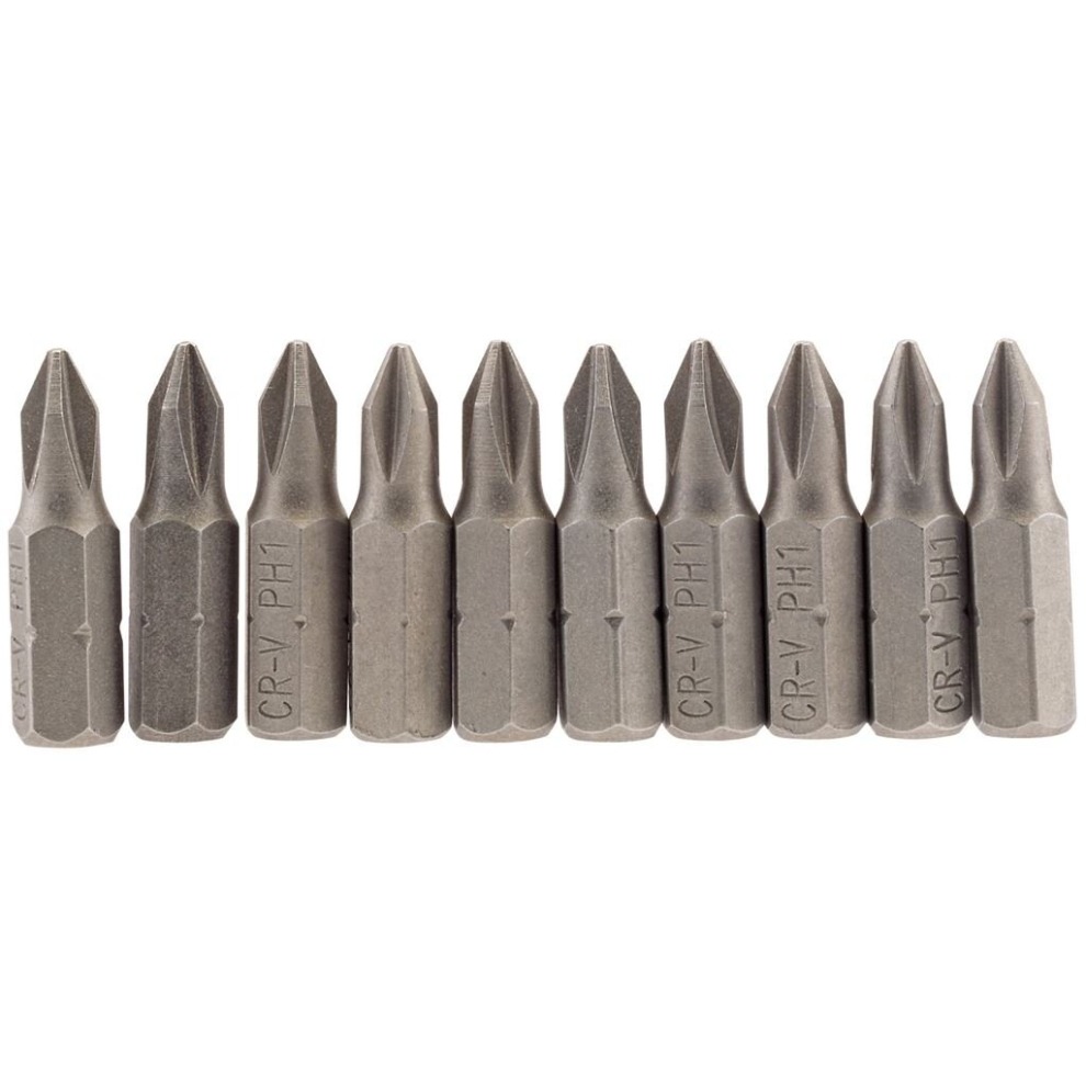 Cross Slot Insert Bit, 1/4"" Hex, 25mm Long, No.1 (Pack of 10)
