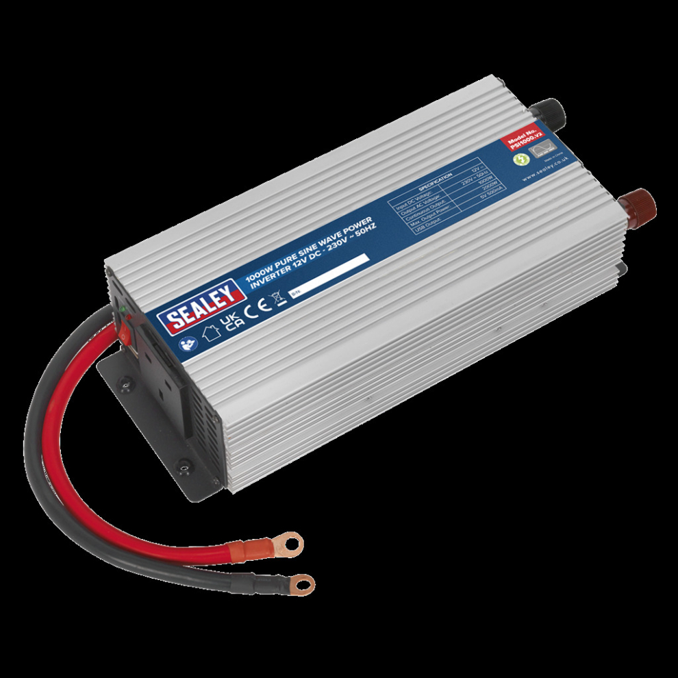 Power Inverter Pure Sine Wave 1000W 12V DC - 230V ~ 50Hz