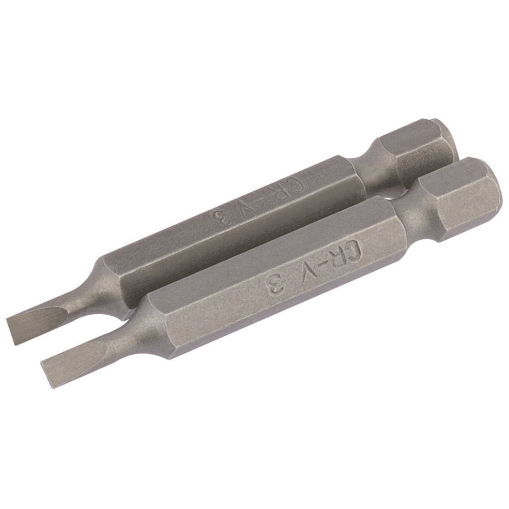 Draper Plain Slot Insert Bit, 3Mm, 1/4"" Hex, 50Mm Long (Pack Of 2)