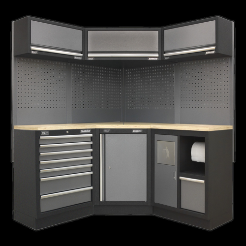 Sealey Superline PRO® 1.6m Corner Storage System - Wood Worktop