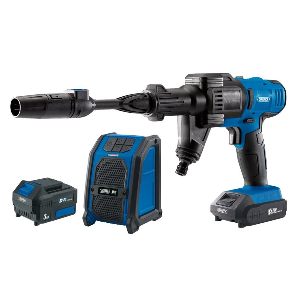 Draper D20 20V Pressure Washer, D20 20V Wireless Speaker, 1 X 2.0Ah, 1 X 3.0Ah, 1 X Fast Charger - Image 11