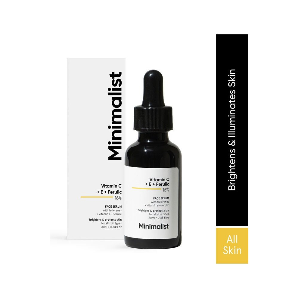 Minimalist 16% Vitamin C Face Serum (Advanced) With Vit E, & Ferulic Acid For Glowing Skin | Advanced Brightening & Protection