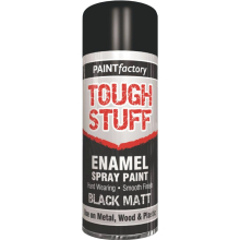 400ML TOUGH STUFF ENAMEL BLACK MATT SPRAY PAINT METAL PLASTIC