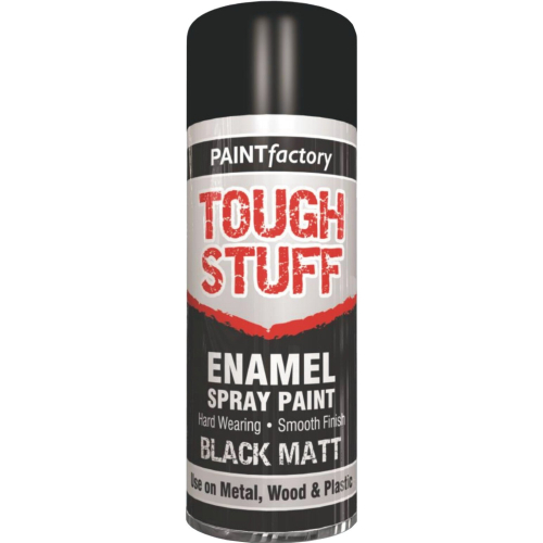 Rapide 400ML TOUGH STUFF ENAMEL BLACK MATT SPRAY PAINT METAL PLASTIC