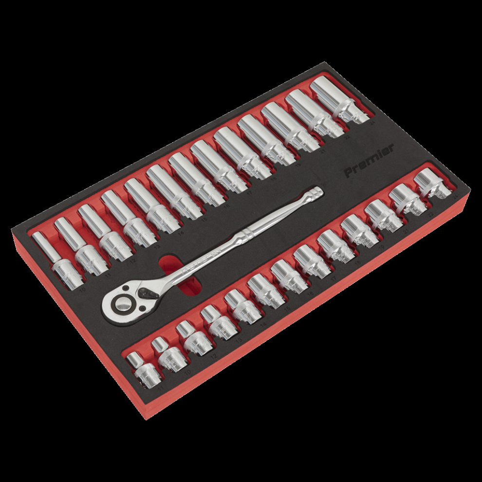 Ratchet Wrench & Socket Set 27pc 1/2&quot;Sq Drive-image-OPC-PBBCFJQ-NEW