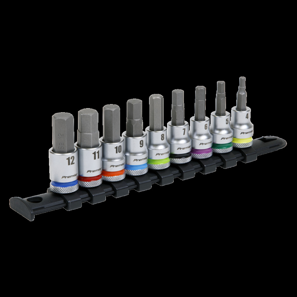 Hex Socket Bit Set 9pc 3/8"Sq Drive  - Platinum