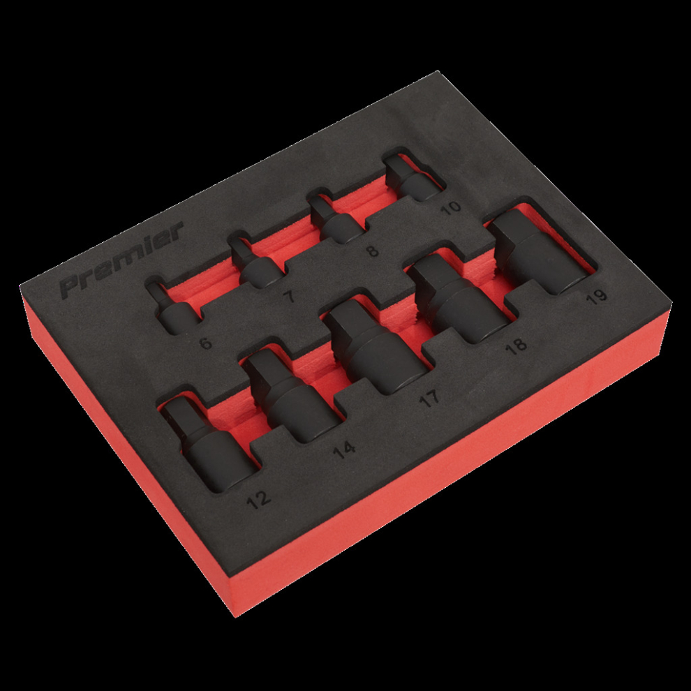 Sealey Low Profile Impact Hex Socket Bit Set 1/4" & 3/8" Sq Drive 9Pc - Metric