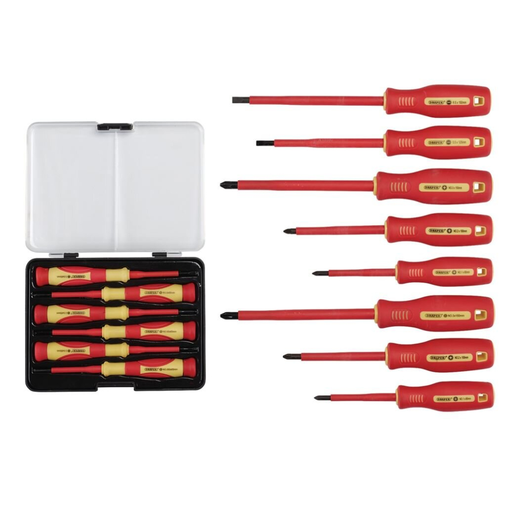 VDE Approved Fully Insulated Screwdriver and Precision Screwdriver Set (14 Piece)-image-OPC-PB577QF-NEW