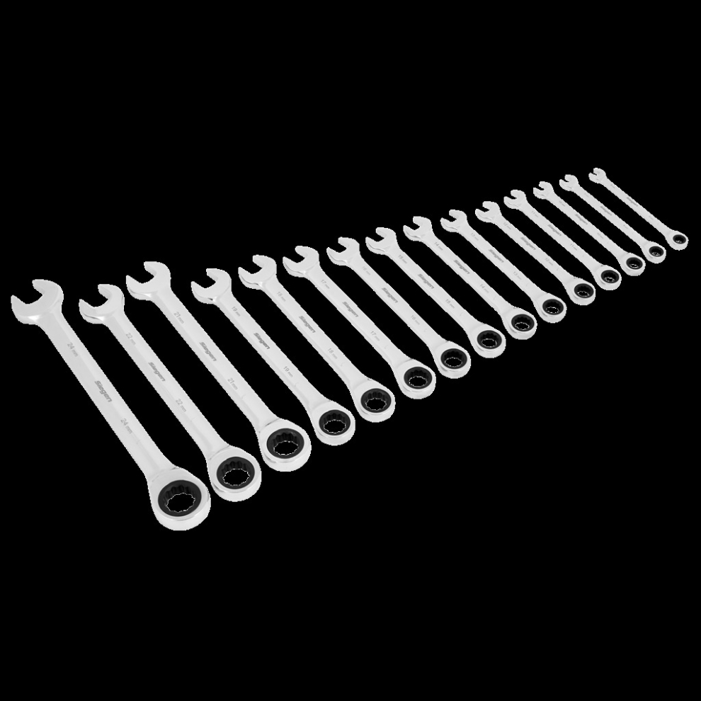 Sealey Combination Ratchet Spanner Set 15Pc Metric