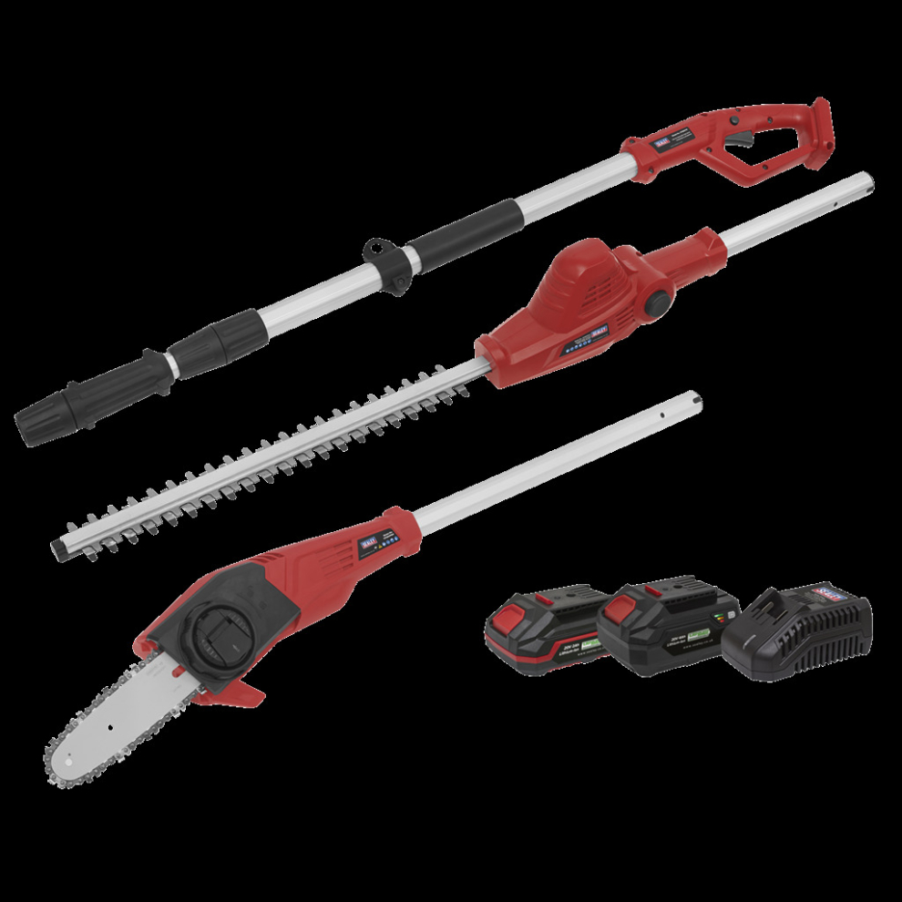 Sealey Telescopic Cordless Hedge Trimmer & Chainsaw Kit 20V Sv20 Series - 2 Batteries