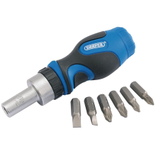 Stubby Ratchet Screwdriver and Bit Set (7 Piece)