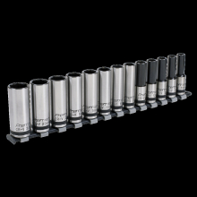 Socket Set 13pc 1/2"Sq Drive Deep Lock-On? 6pt Metric - Black Series