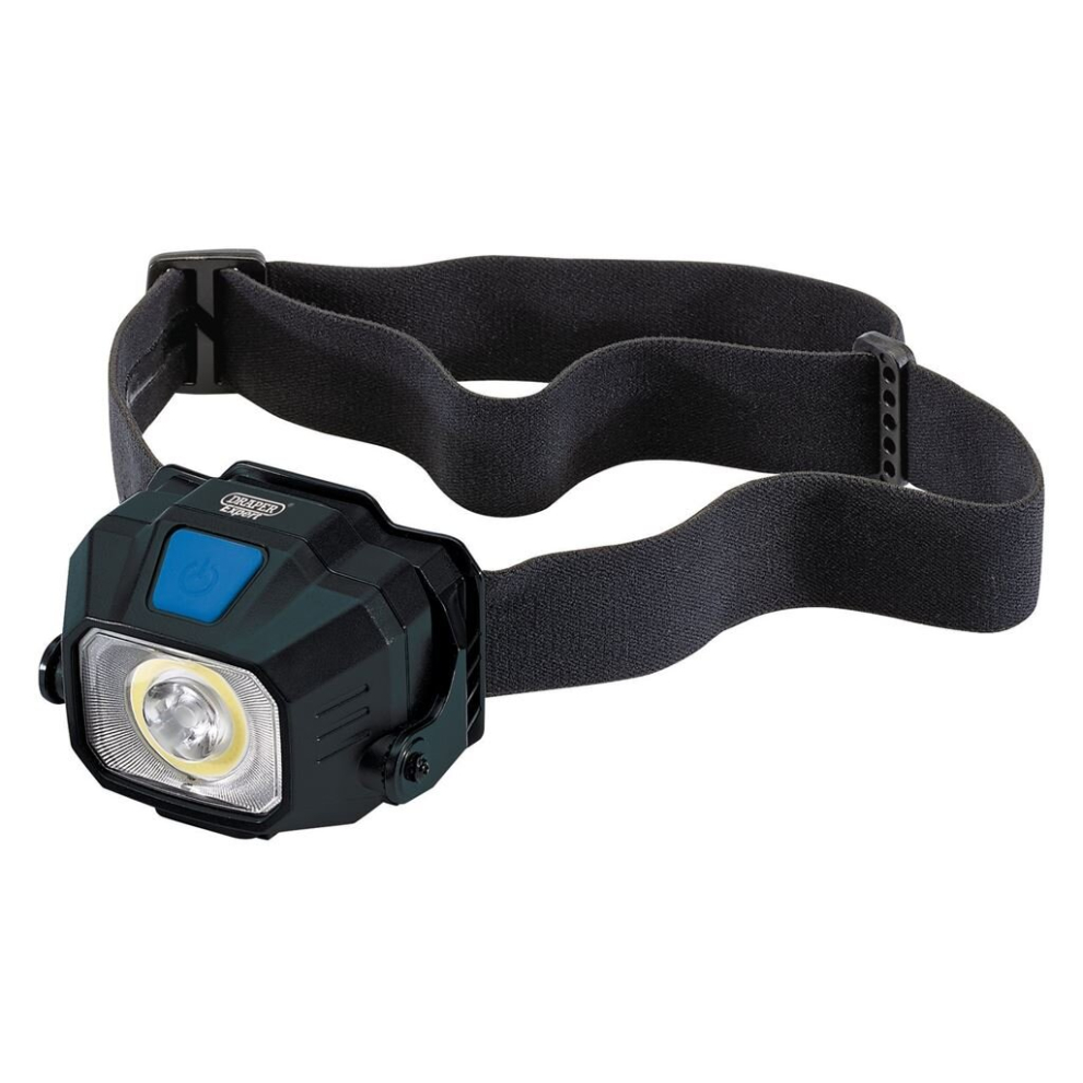Draper Cob/Smd Led Wireless/Usb Rechargeable Head Torch, 6W, 400 Lumens, Usb-C Cable Supplied Black