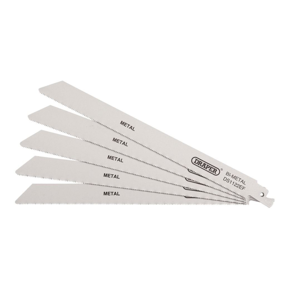 Draper Bi-Metal Reciprocating Saw Blades For Metal Cutting, 225Mm, 18Tpi (Pack Of 5)