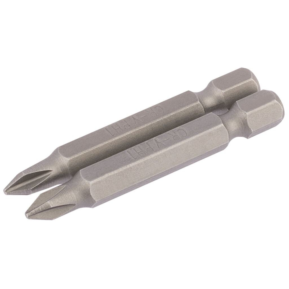 Draper Cross Slot Insert Bit, 1/4"" Hex, 50Mm Long, No.1 (Pack Of 2)