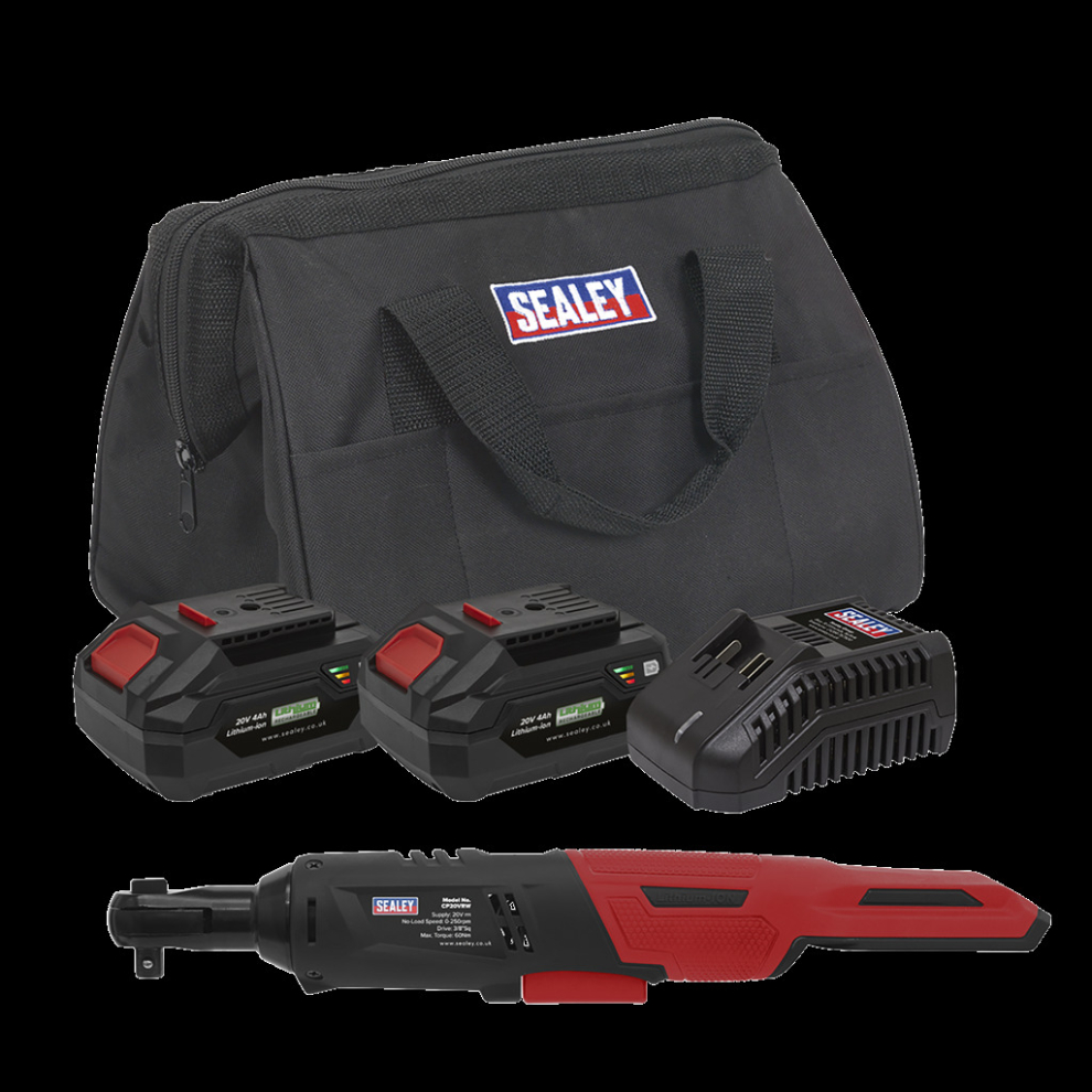Cordless Ratchet Wrench 3/8"Sq Drive Kit 20V 4Ah SV20 Series - 2 Batteries