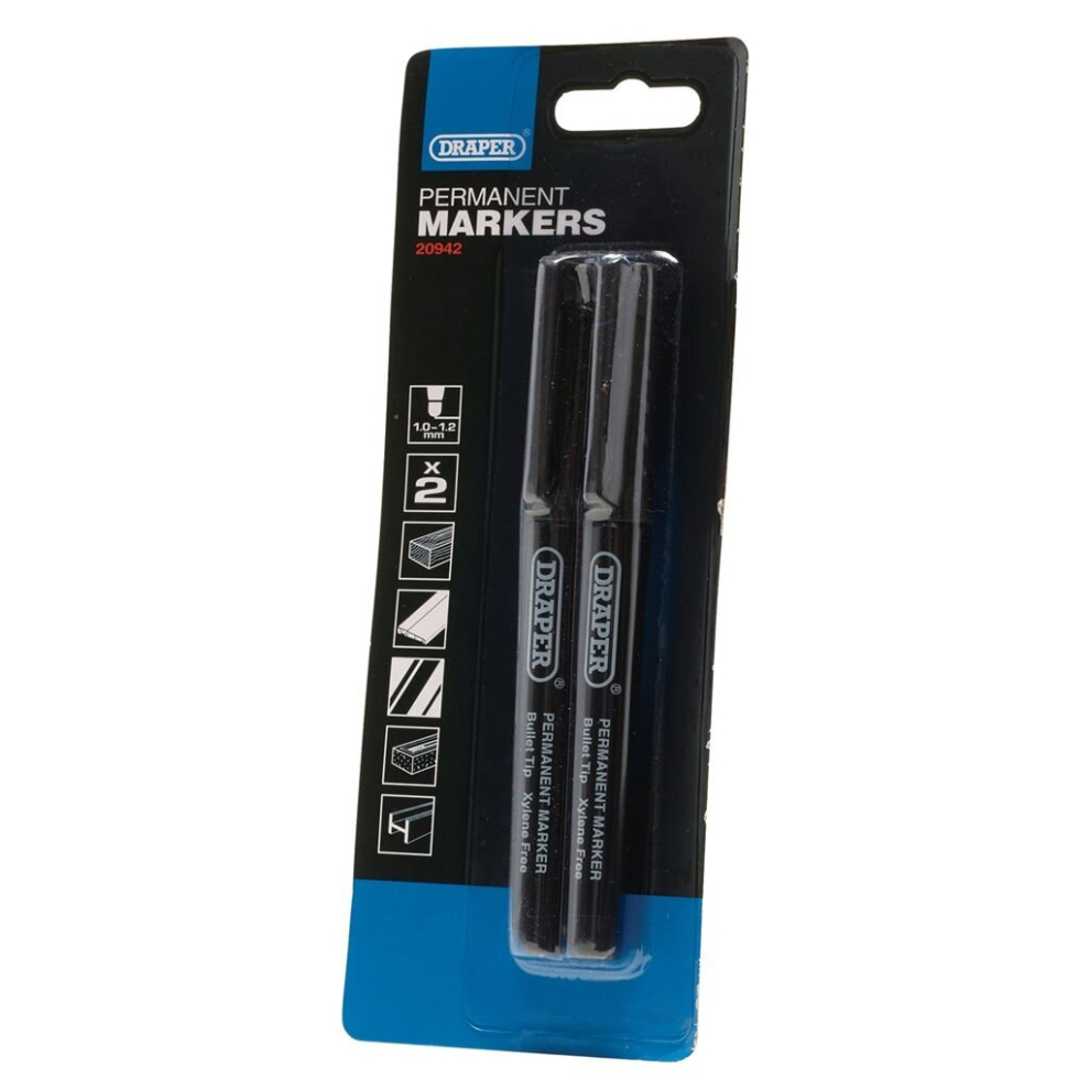 Marker Pens, Black (Pack of 2)