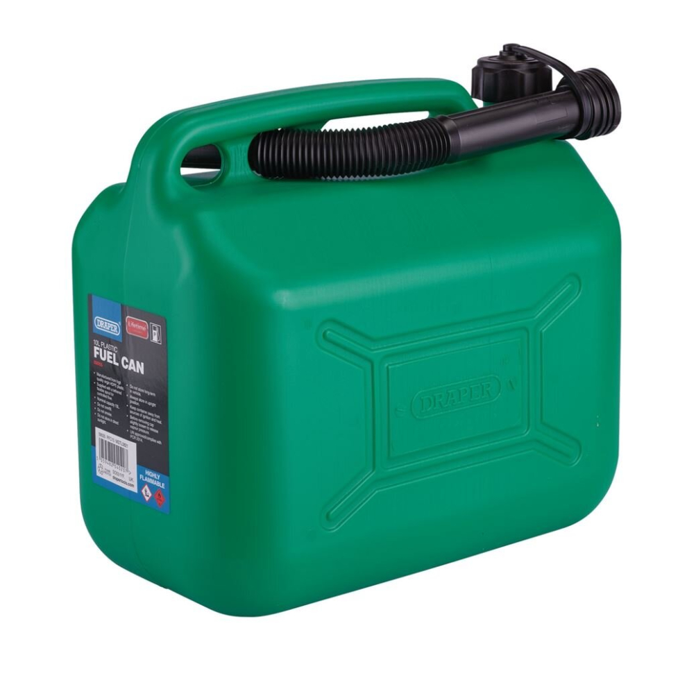 Draper Green Plastic Fuel Can,, 10L