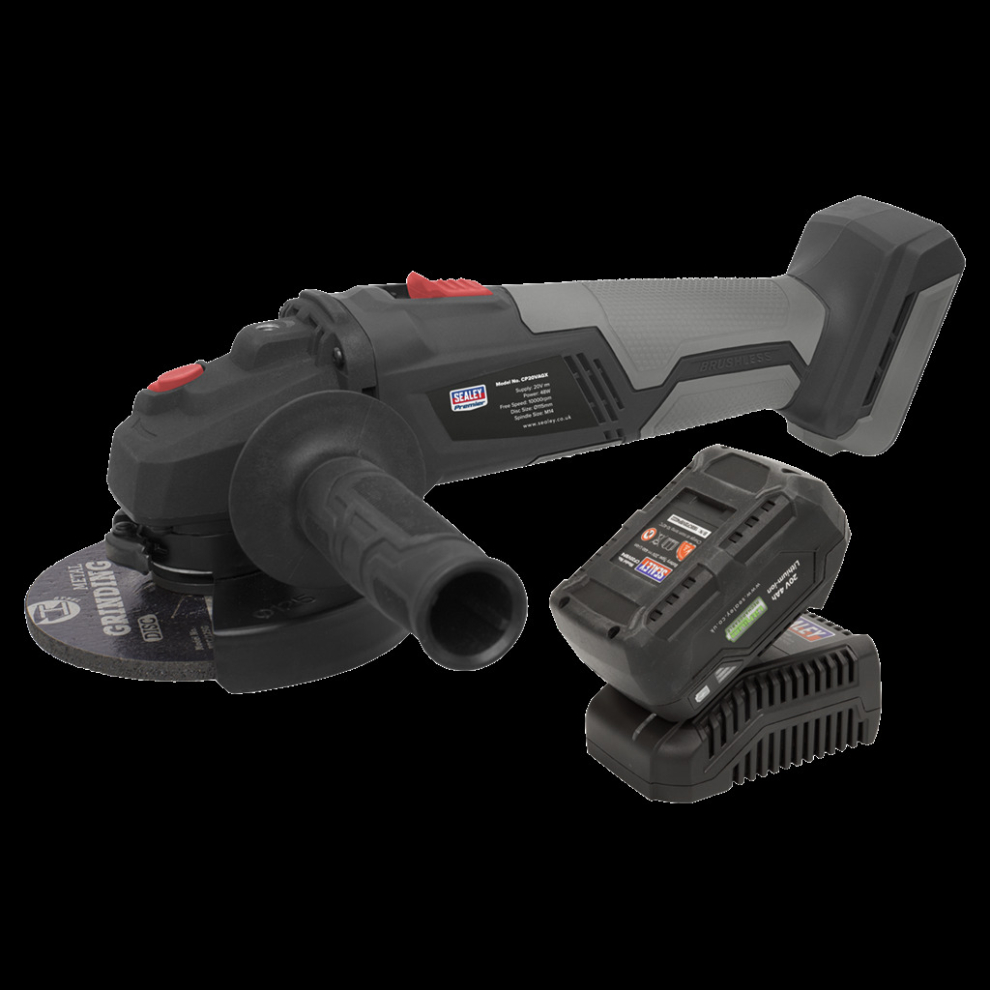Sealey Brushless Angle Grinder Kit Ø115mm 20V 4Ah Sv20 Series