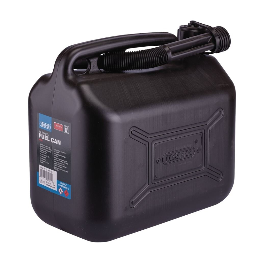 Draper Plastic Fuel Can, 10L, Black