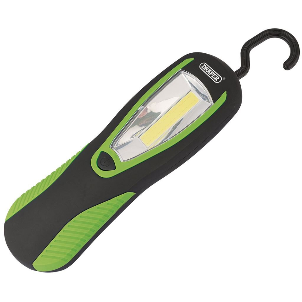 Cob Led Work Light With Magnetic Back And Hanging Hook, 3W, 200 Lumens, Green, 3 X Aa Batteries Supplied 5059482030437