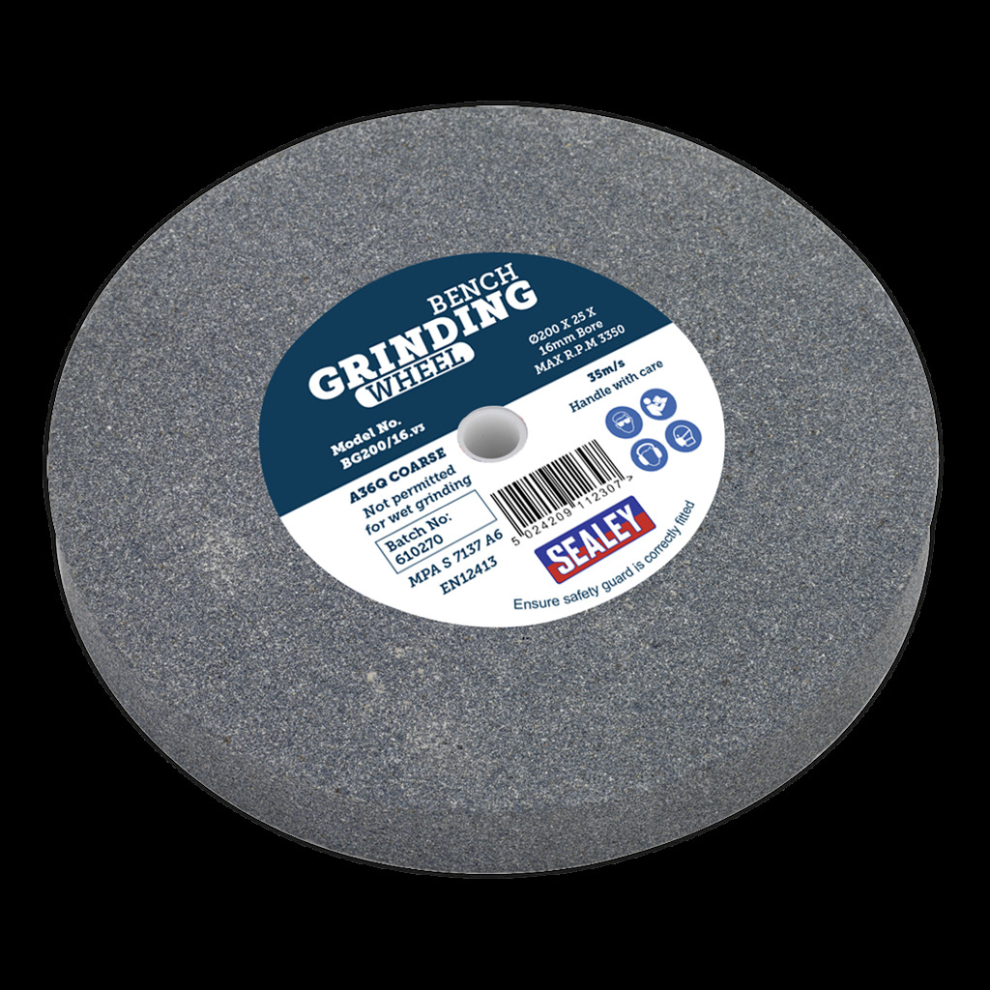 Grinding Stone Ø200 X 25Mm Ø16mm Bore A36q Coarse 5024209112307