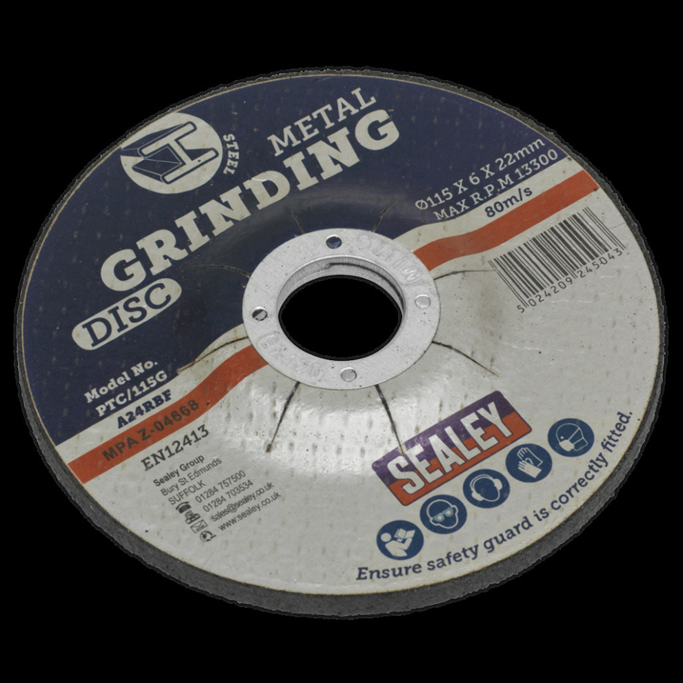 Sealey Grinding Disc Ø115 X 6Mm Ø22mm Bore