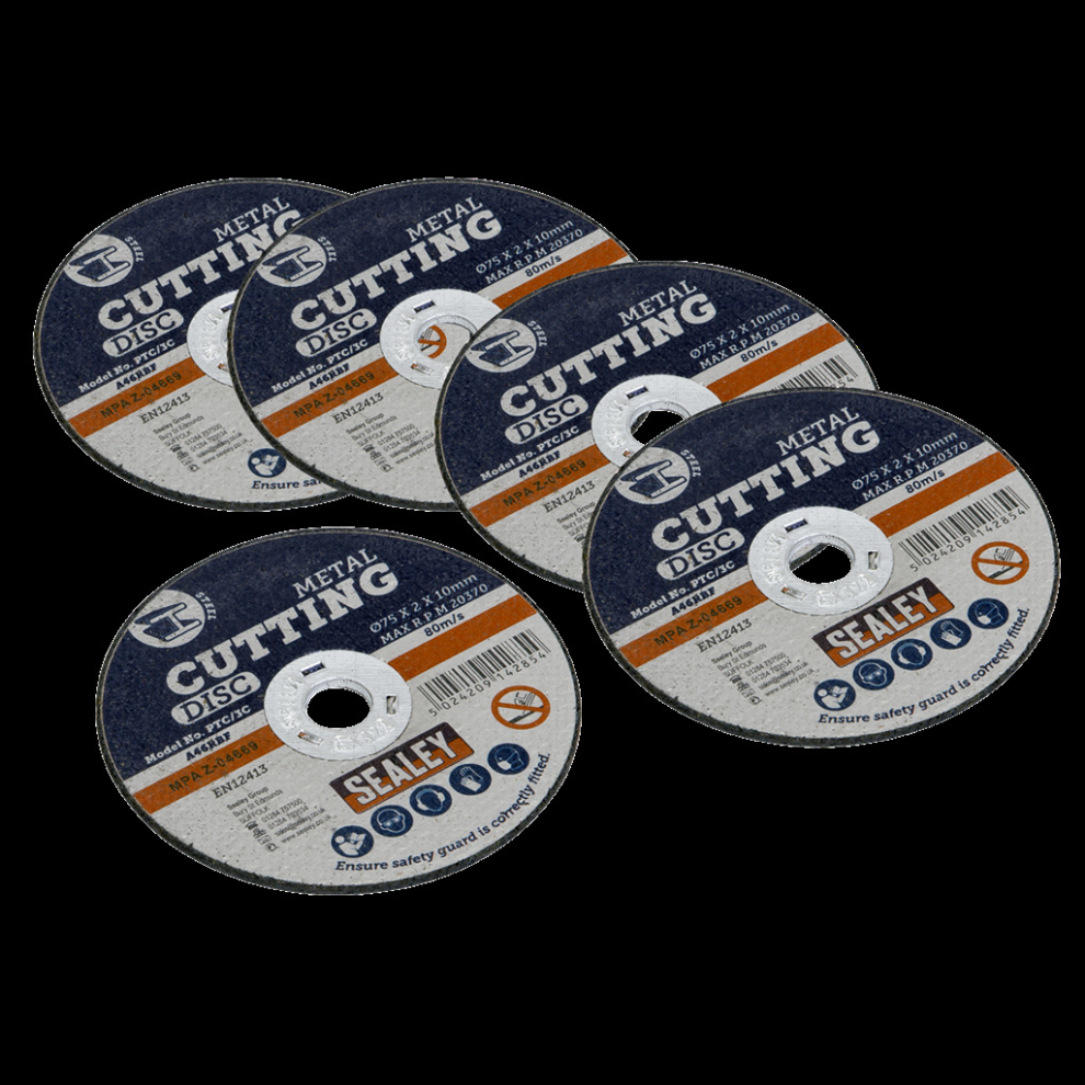 Sealey Cutting Disc Ø75 X 2Mm Ø10mm Bore Pack Of 5