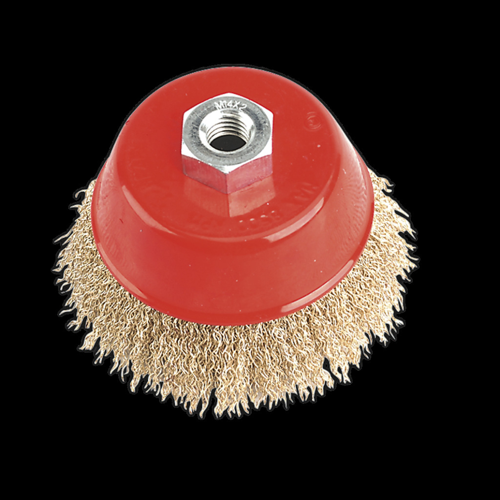 Sealey Brassed Steel Crimped Wire Cup Brush Ø100mm M14 X 2Mm