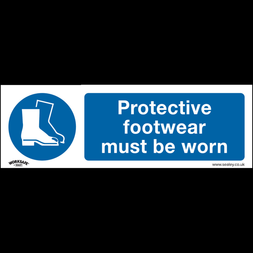 Mandatory Safety Sign - Protective Footwear Must Be Worn - Rigid Plastic - Pack of 10