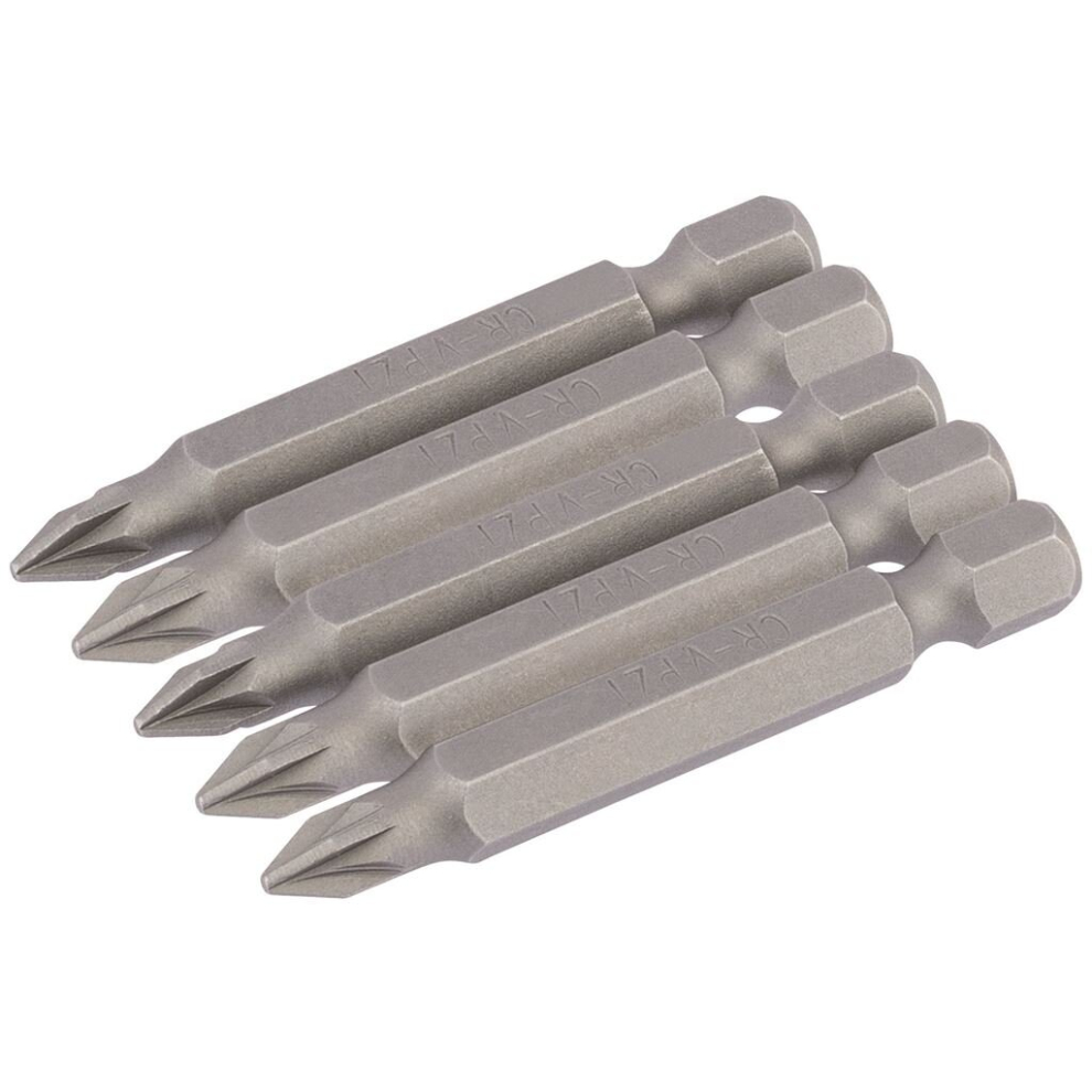 Draper Pz Type Insert Bit, 1/4"" Hex, 50Mm Long, No.1 (Pack Of 5)