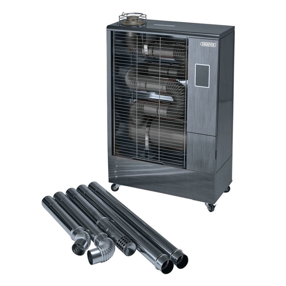 Draper 230V Far Infrared Diesel Heater With Flue Kit, 40,000 Btu/11.6Kw