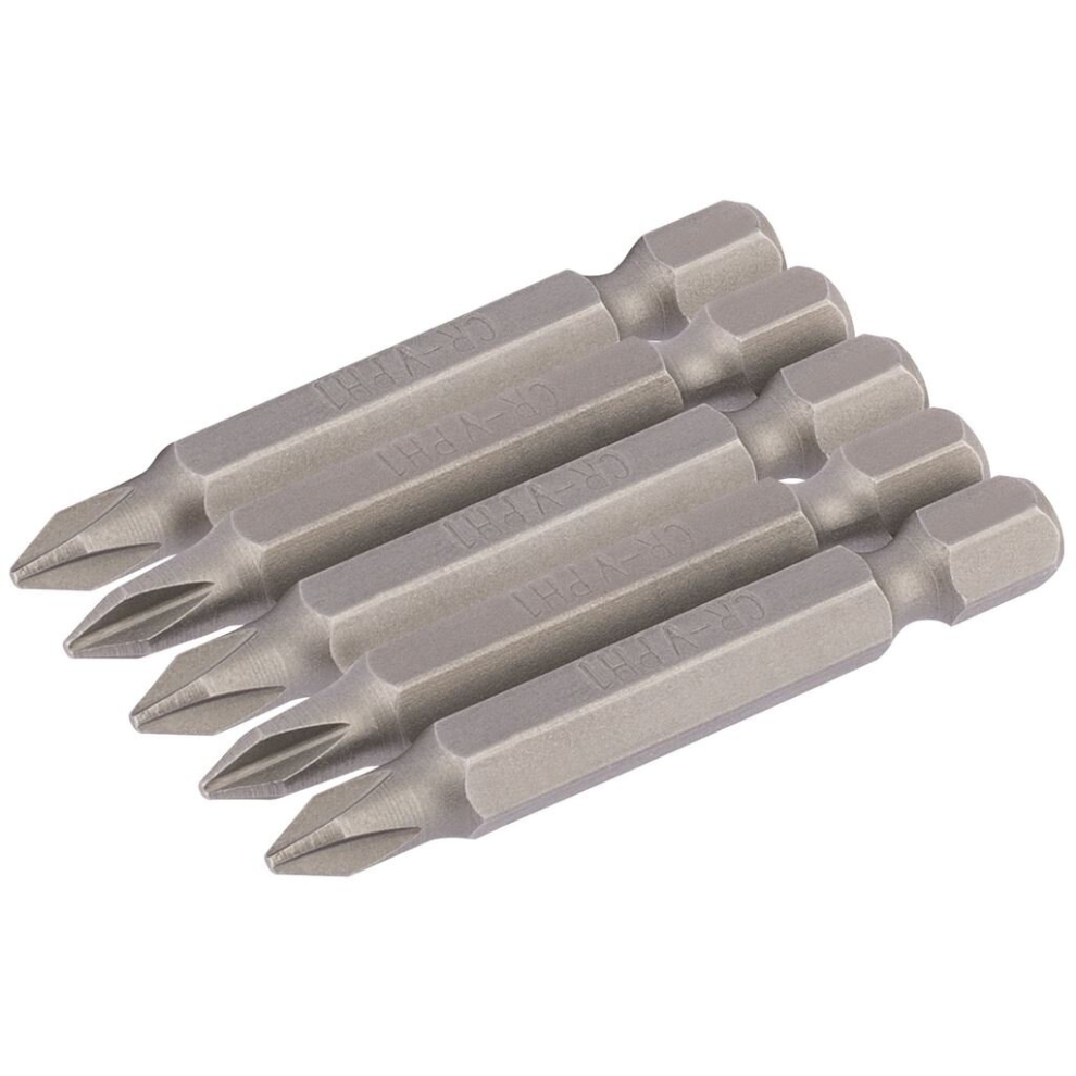 Cross Slot Insert Bit, 1/4"" Hex, 50mm Long, No.1 (Pack of 5)