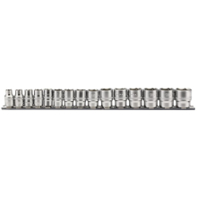 Metric Socket Set on a Metal Rail, 3/8"" Sq. Dr. (15 Piece)