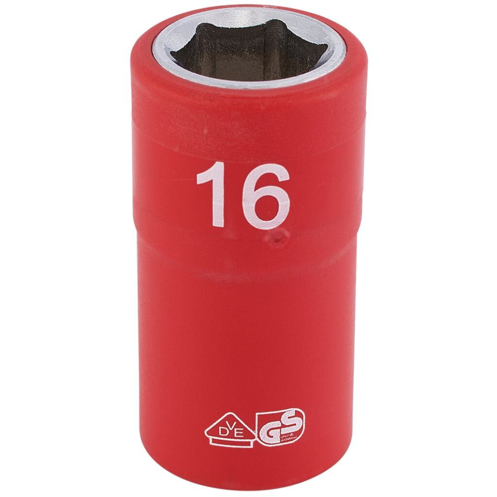 Draper Fully Insulated Vde Socket, 1/2"" Sq. Dr., 16Mm