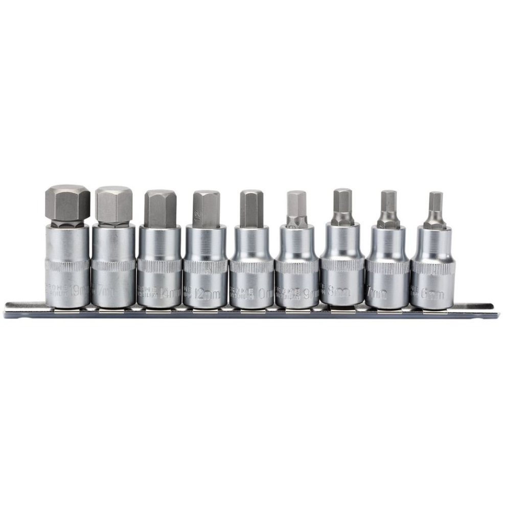 Metric Hex. Socket Bit Set, 1/2"" Sq. Dr., 55mm (9 Piece)