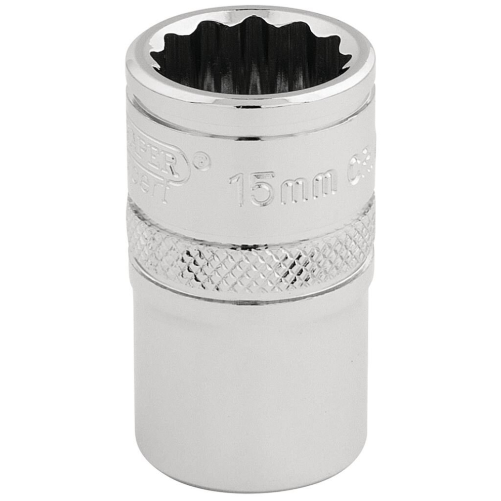 Draper HI-TORQ® 12 Point Socket, 1/2"" Sq. Dr., 15mm