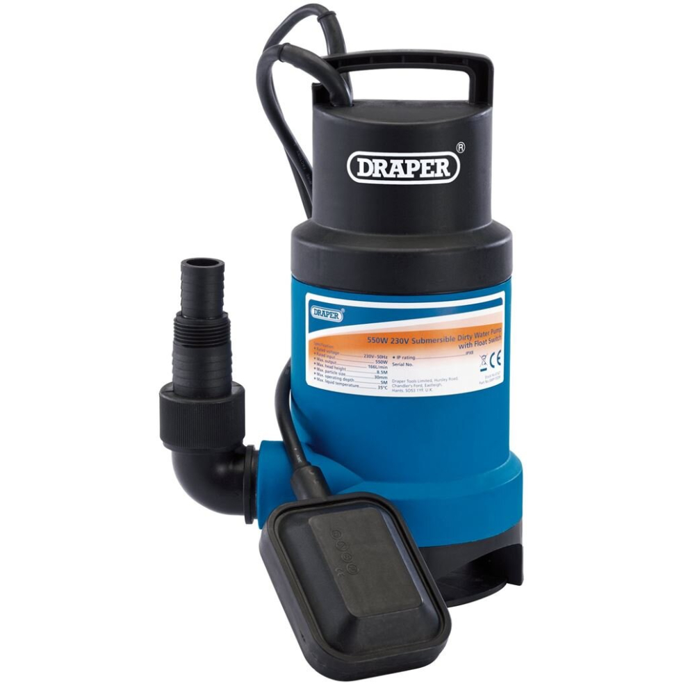Submersible Dirty Water Pump with Float Switch, 166L/min, 550W