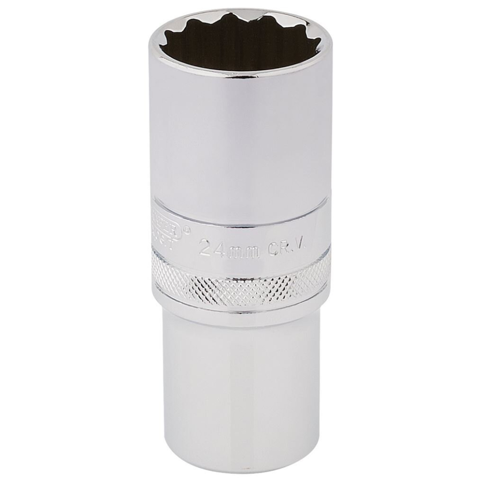 Draper HI-TORQ® 12 Point Deep Socket, 1/2"" Sq. Dr., 24mm