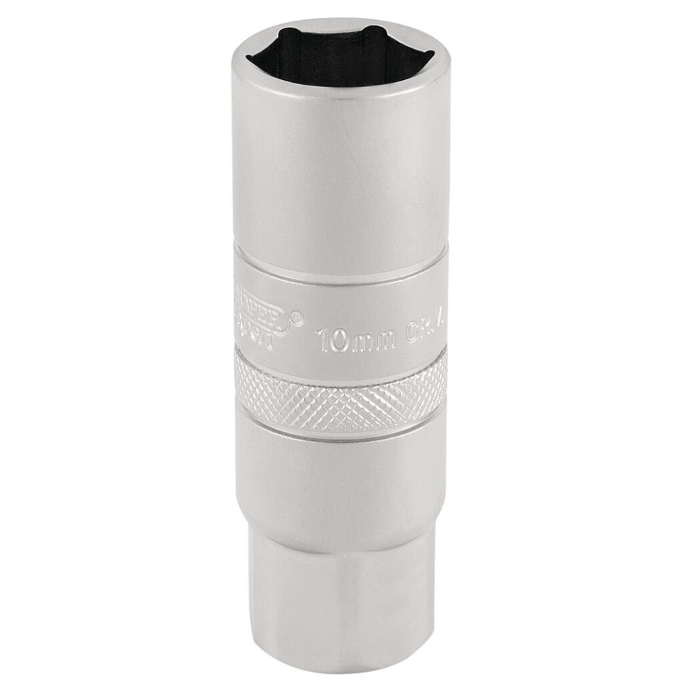 10mm Thread 6 Point Satin Chrome Spark Plug Socket, 3/8"" Sq. Dr., 16mm