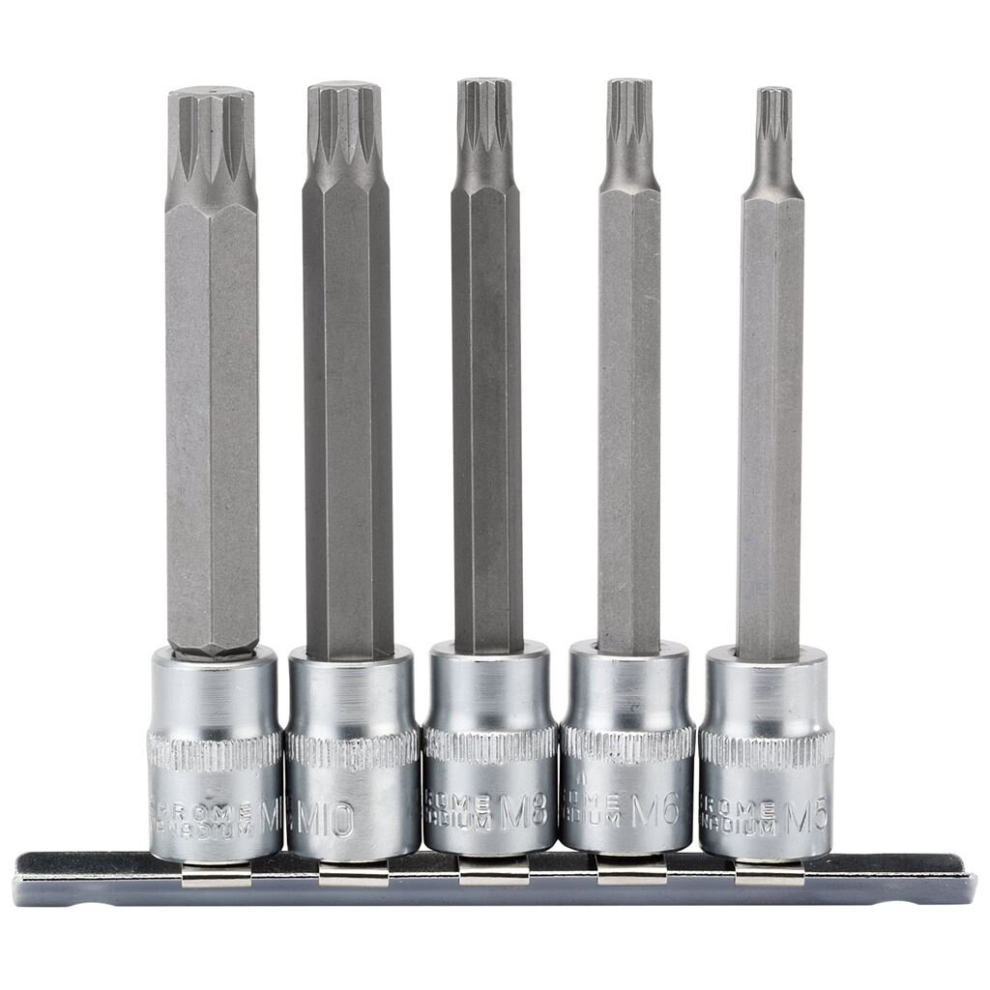 Draper Spline Socket Bit Set, 3/8"" Sq. Dr. (5 Piece)