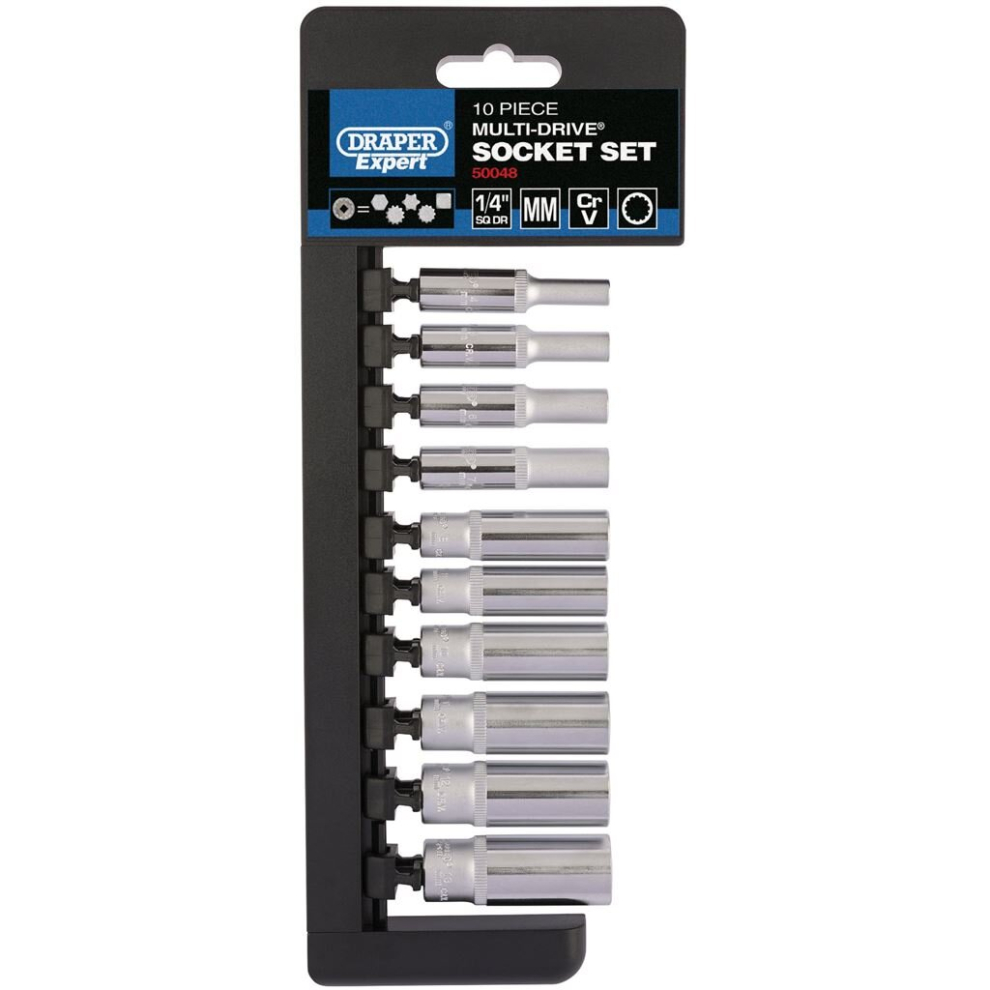 Multi-Drive® Metric Deep Socket Set, 1/4"" Sq. Dr. (10 Piece)