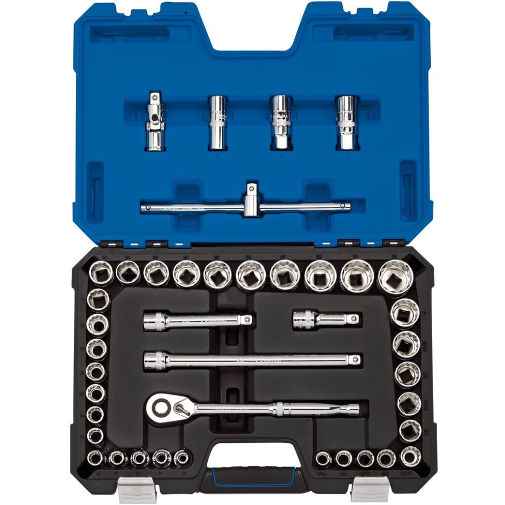 Draper Expert HI-TORQ® Combined MM/AF Socket Set, 1/2"" Sq. Dr., Blue (41 Piece)