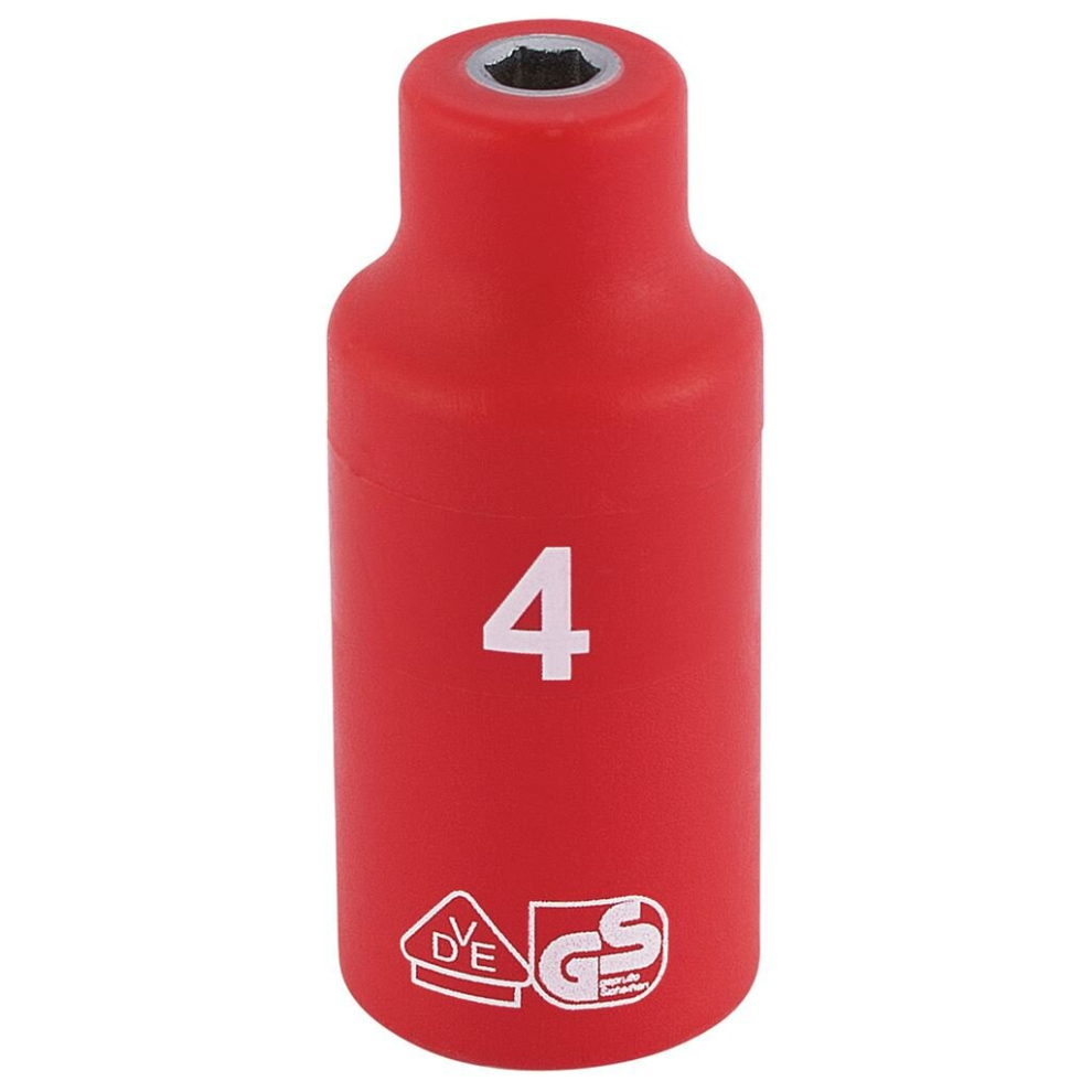 Fully Insulated VDE Socket, 1/4"" Sq. Dr., 4mm