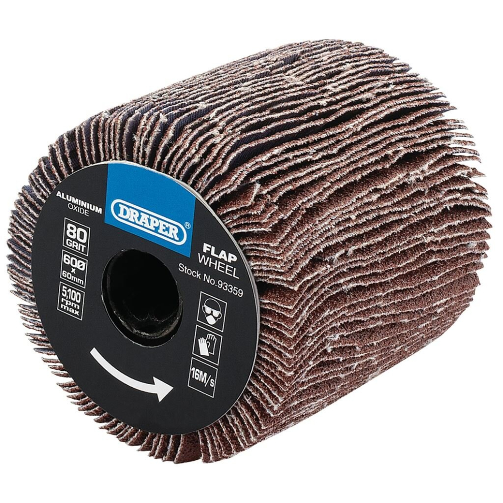 Draper Aluminium Oxide Flap Wheel, 60 X 60Mm, 80 Grit