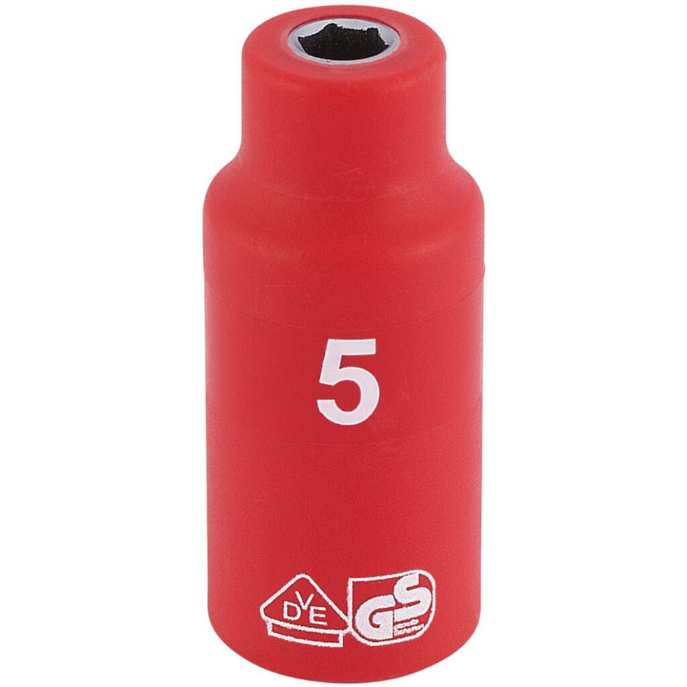 Draper Fully Insulated Vde Socket, 1/4"" Sq. Dr., 5Mm